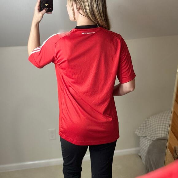 Adidas: Red Black and White Athletic Dri-fit Tee - Picture 3 of 9